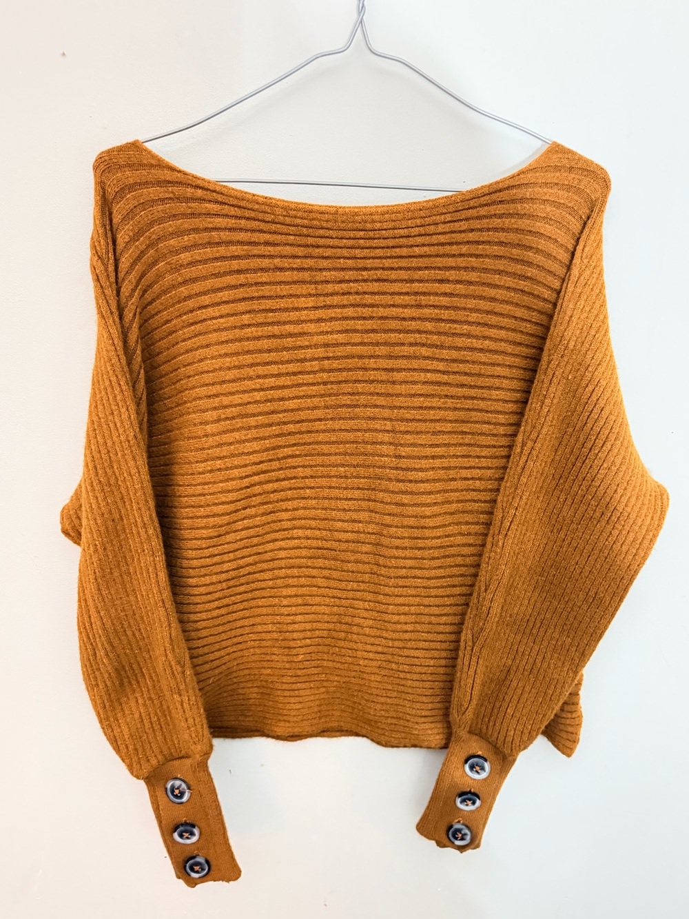 Only Boat neck off shoulder sweater mustard yellow
